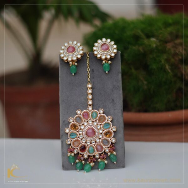 Zehan Tikka Earrings Set Mint Green Drops