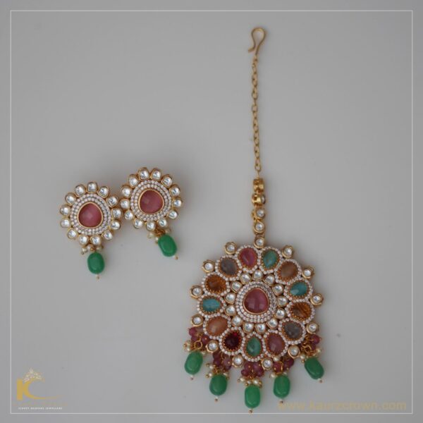 Zehan Tikka Earrings Set Mint Green Drops