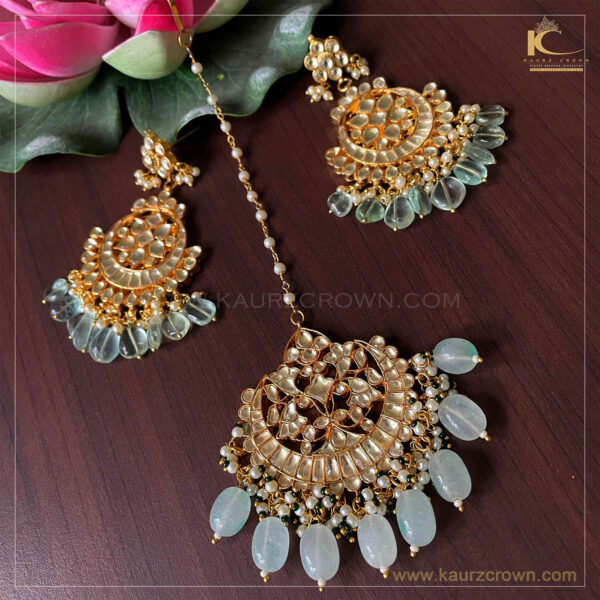 Traditional Earrings and Maang Tikka Set-Grey