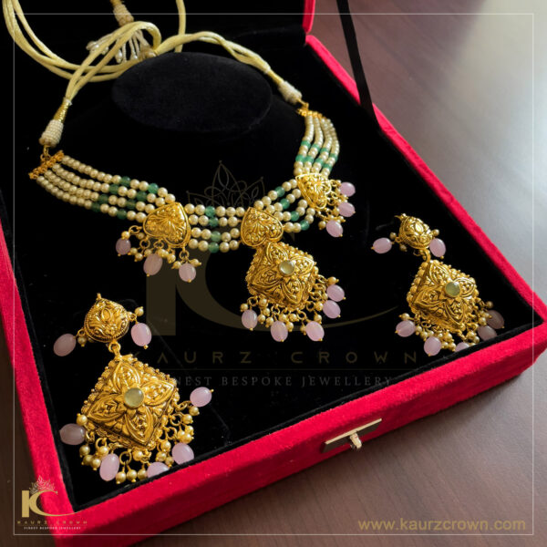 Jugni Antique Traditional Gold Polished Necklace Set