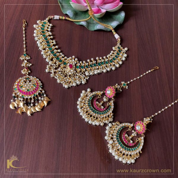 Peehu Kundan Necklace Set with Tikka