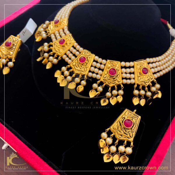 Rubina Traditional Antique Gold Polished Choker Set