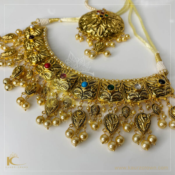 Naurangi Traditional Antique Gold Plated Necklace Set