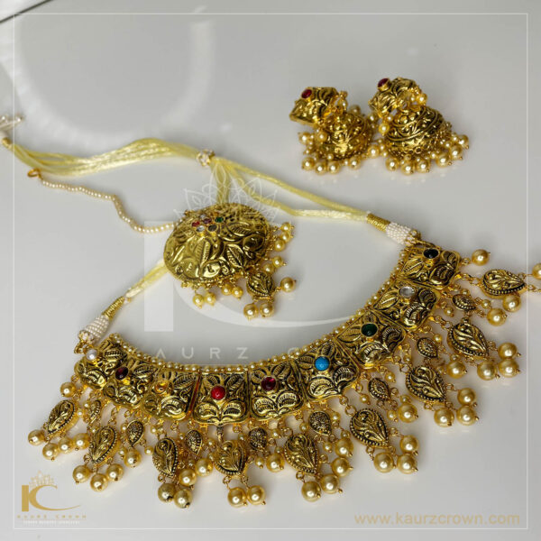 Naurangi Traditional Antique Gold Plated Necklace Set