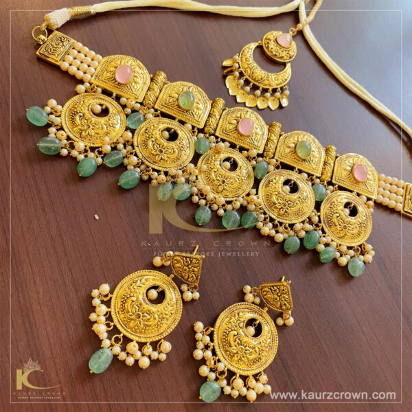 Nazreen Traditional Antique Gold Plated Choker Set