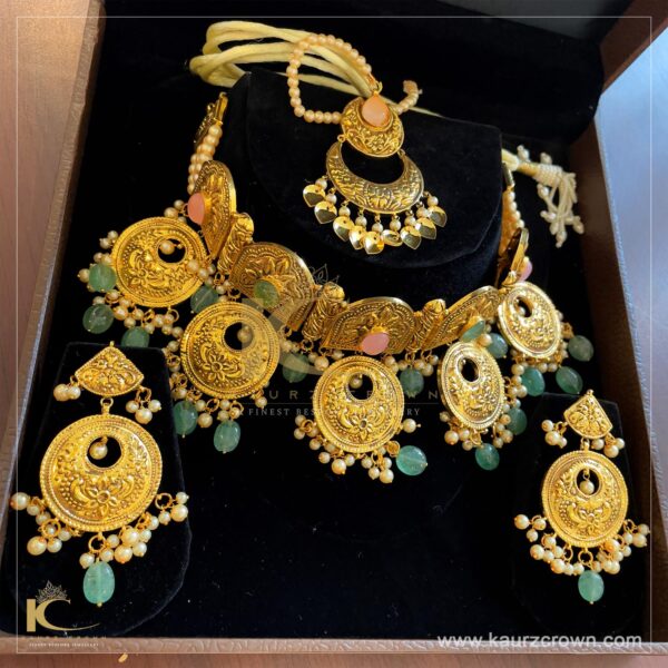 Nazreen Traditional Antique Gold Plated Choker Set