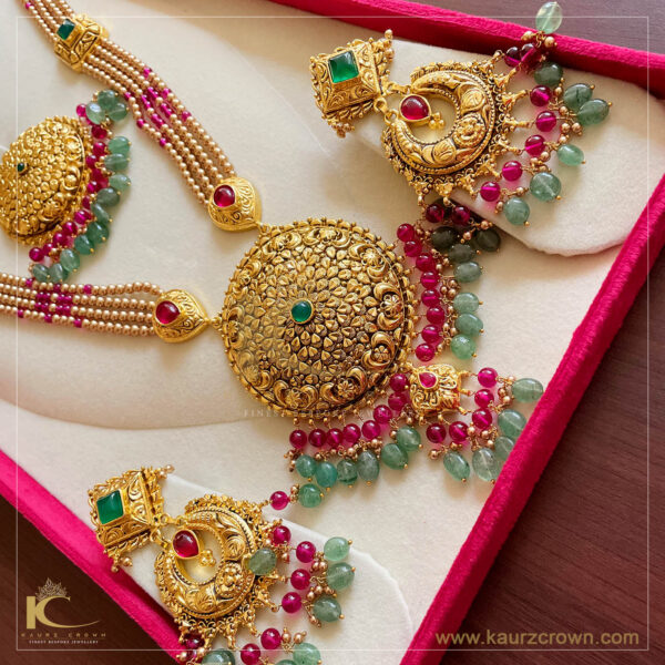 Surmai Traditional Antique Gold Plated Bridal Set (Combo)