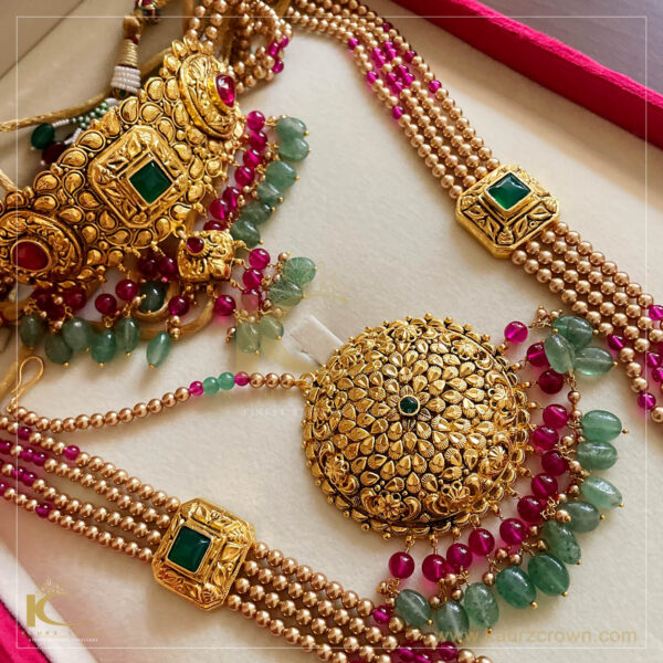 Surmai Traditional Antique Gold Plated Bridal Set (Combo)