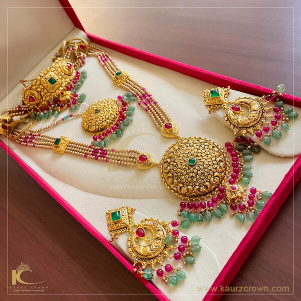 Surmai Traditional Antique Gold Plated Bridal Set (Combo)