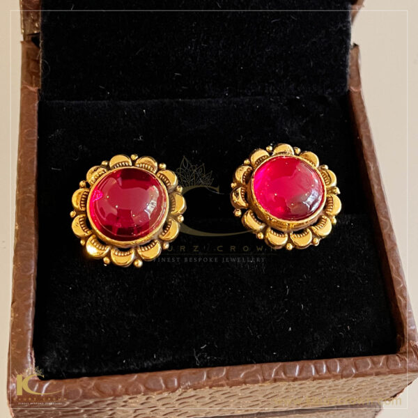 Gul Traditional Antique Gold Plated Stud Earrings , Earrings , Gul , Gold Plated , Traditional antique , punjabi jewellery