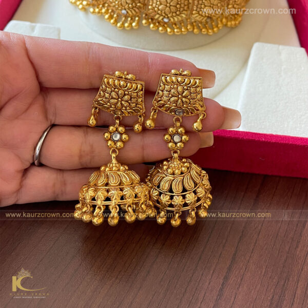 Shehrin Traditional Antique Gold Plated Choker Set ,Choker Set , Gold Plated , Shehrin , Traditional set , punjabi jewellery