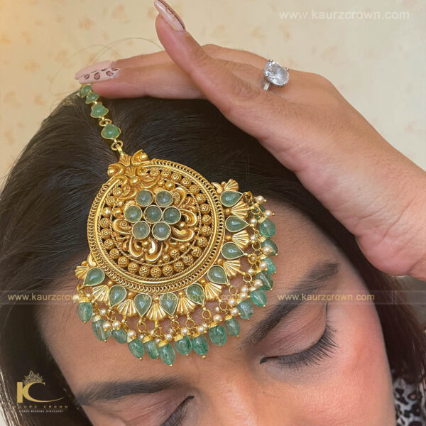 Shehrish Traditional Antique Gold Plated Tikka , Tikka , Gold Plated , Shehrish , Gold Jewellery , Punjabi Tikka