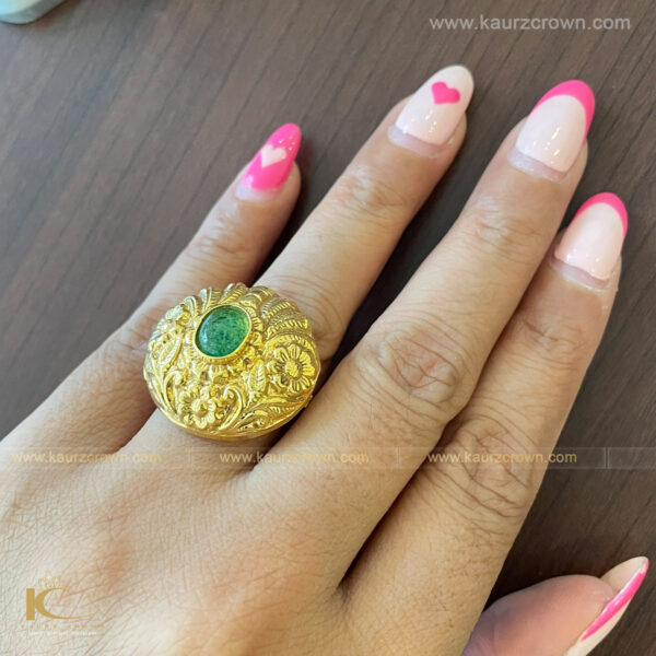 Veerzaara Traditional Antique-Gold-Plated Finger Ring , Finger Ring , Veeraara , traditional jewellery , gold plated , Punjabi Jewellery , Gold jewellery