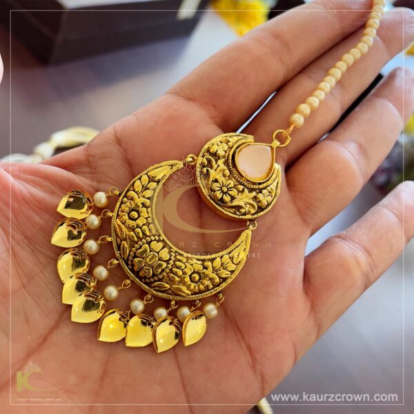 Nazreen Traditional Antique Gold Plated Tikka , hazreen , gold plated , tikka , kaurz crown , jewellery