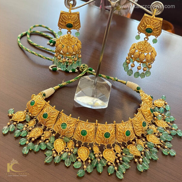 Samreen Traditional Antique Gold Plated Choker Set , Choker Set , Gold Jewellery , punjabi Jewellery , Samreen ,