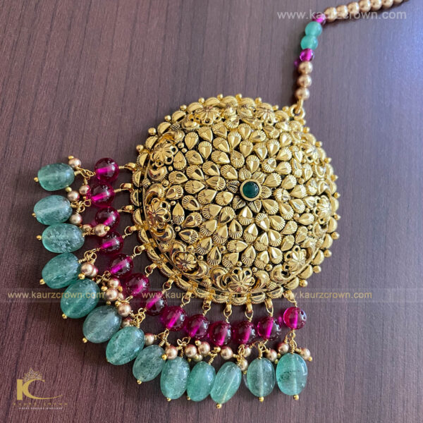 Surmai Traditional Antique Gold Plated Tikka , tikka , gold jewellery , tikka ,gold tikka , surmai , punjabi jewellery