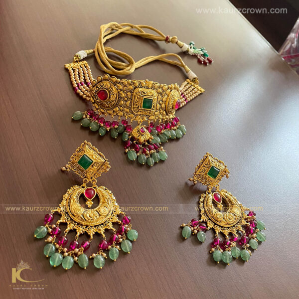 Surmai Traditional Antique Gold Plated Tikka , Tikka , Surmai , gold plated , set , jewellery , kaurz crown