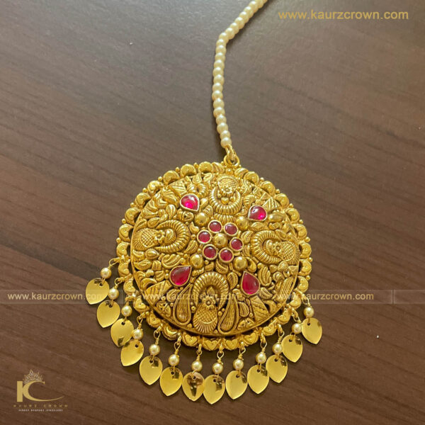 Zaara Traditional Antique Gold Plated Earrings Tikka Set , Tikka , Earrings , Zaara , Gold Jewellery , Punjabi Jewellery