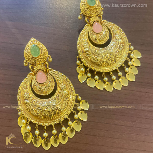 Zoya Traditional Antique Gold Plated Earrings ,gold plated , earring , zoya , punjabi jewellery , traditional jewellery