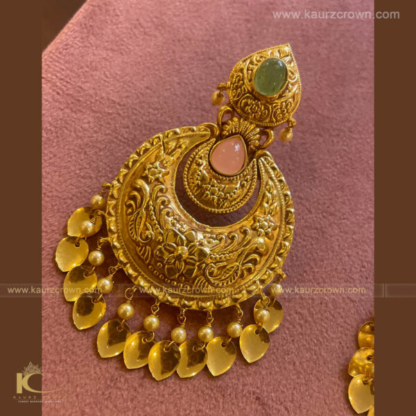 Zoya Traditional Antique Gold Plated Earrings ,gold plated , earring , zoya , punjabi jewellery , traditional jewellery