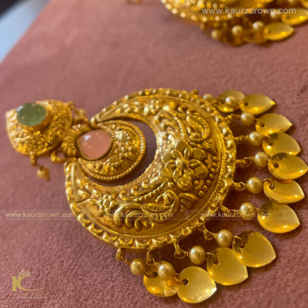 Zoya Traditional Antique Gold Plated Earrings ,gold plated , earring , zoya , punjabi jewellery , traditional jewellery