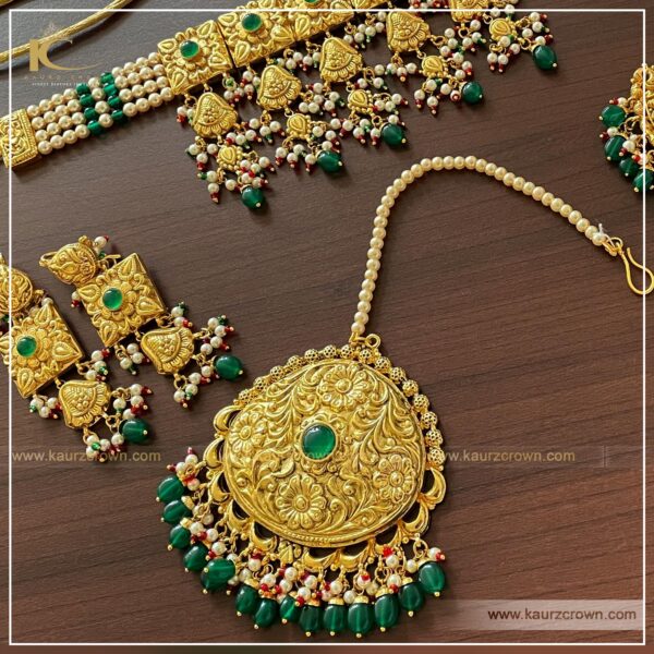 Joban Traditional Antique Gold Plated Choker Set ,Joban , traditional , gold plated , choker set , kaurz crown , jewellery , punjabi jewellery