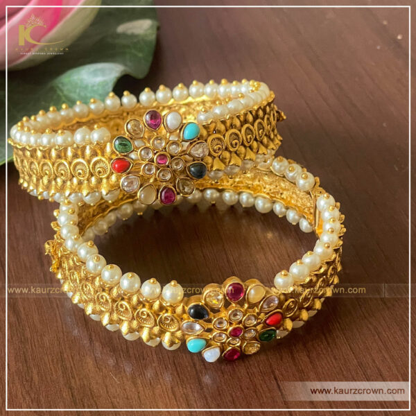 Rabbi Traditional Gold Plated Bangles , Kaurz Crown , punjabi Jewellery , gold plated , Bangles