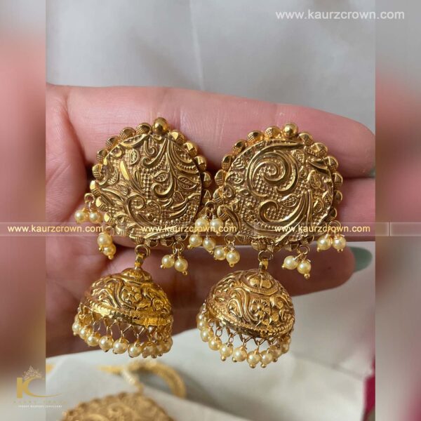 Sahiba Traditional Antique Gold Plated Jhumki Earrings ,, earrings , gold plated , sahiba , traditional , jhumki , earrings , jewellery , kaurz crown