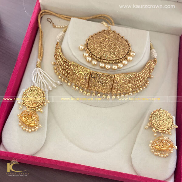 Sahiba Traditional Gold Plated Choker Set , Sahiba , gold plated , choker set , jewellery , kaurz crown , jewellery ,