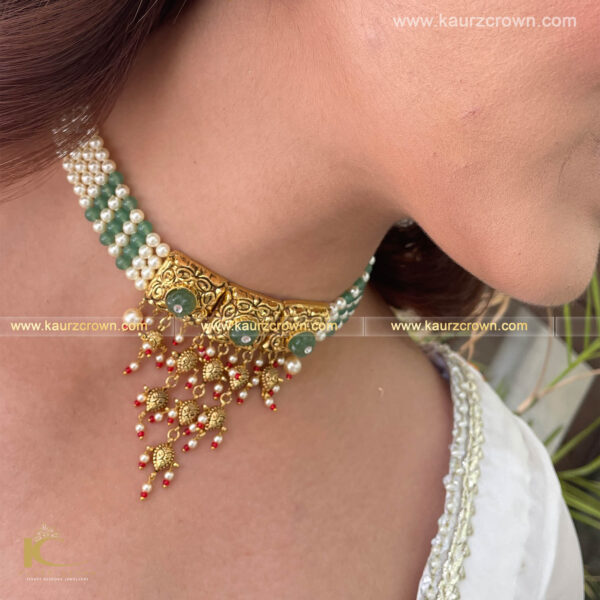 Samaira Traditional Antique Gold Plated Choker Set , choker set , samaira , traditional , punjabi jewellery , gold plated