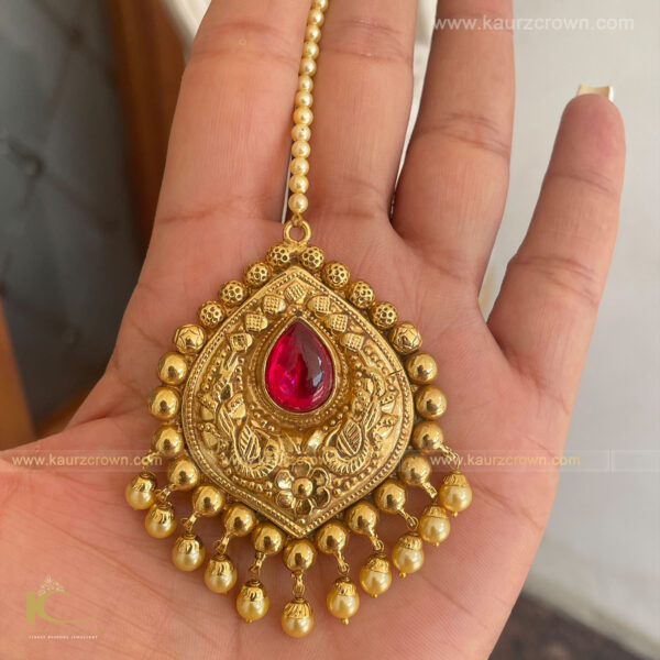 Saumya Traditional Antique Gold Plated Tikka , tikka Saumya , Gold plated , Tikka , punjabi jewellery , kaurz crown