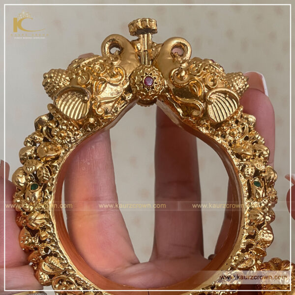 Surmai Traditional Antique Gold Plated Bangles , Kaur Crown , punjabi jewellery , gold plated