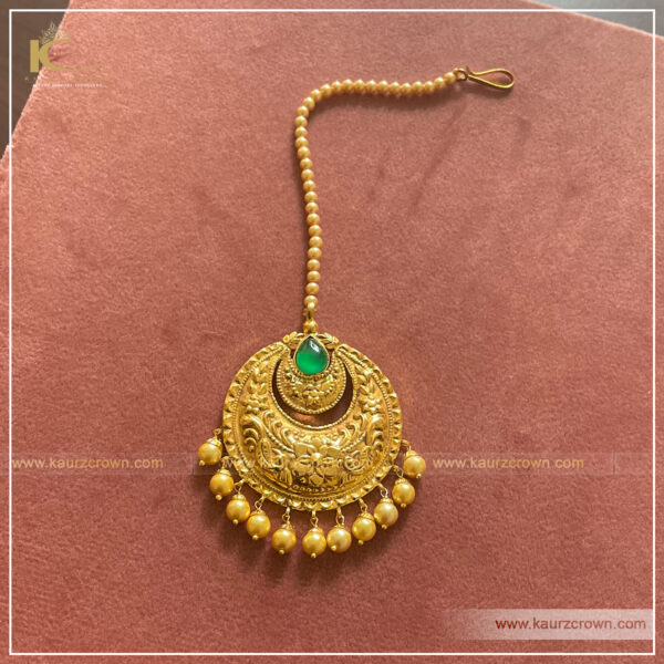 Ayana Traditional Antique Gold Plated Tikka , Gold Plated , Kaurz Crown , punjabi jewellery