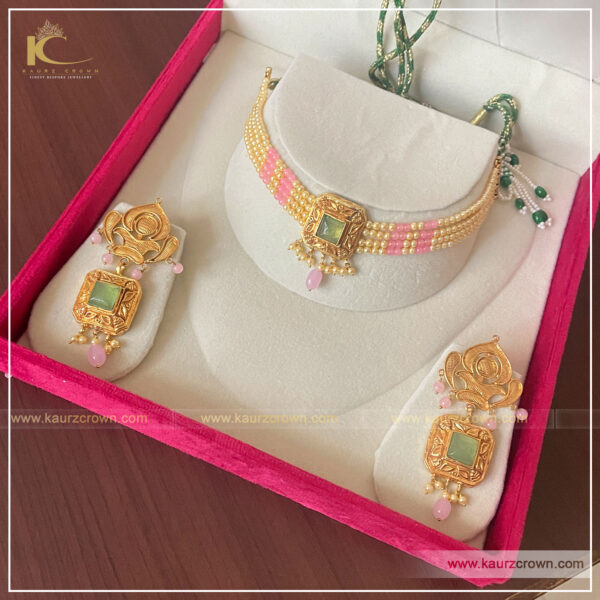 Gulabo Necklace Set , kaurz crown , punjabi jewellery , earring , set , gold plated