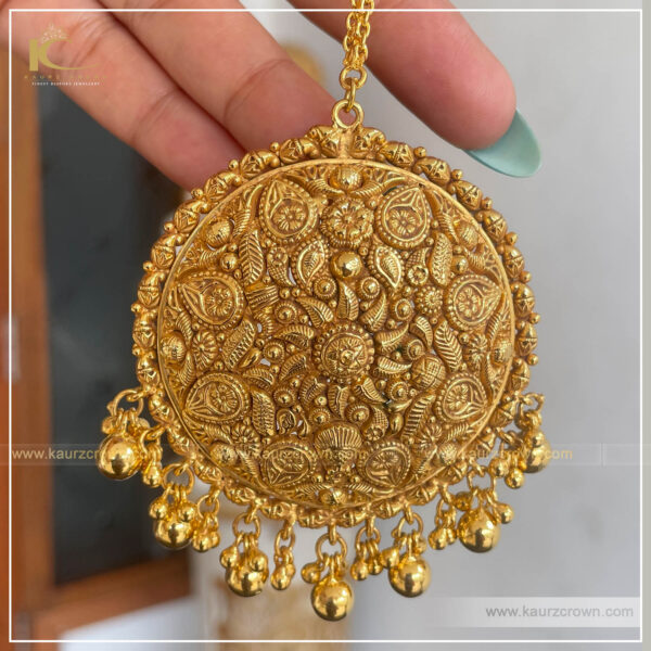 Gulnoor Traditional Antique Gold Plated Tikka , kaurz crown , punjabi jewellery , gold plated , tikka