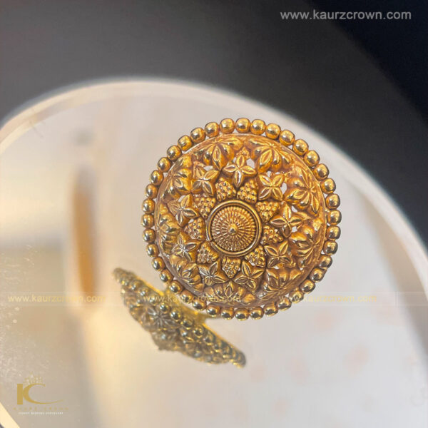 Mahnaz Traditional Gold Plated Finger Ring , kaurz crown , punjabi jewellery , gold plated , ring