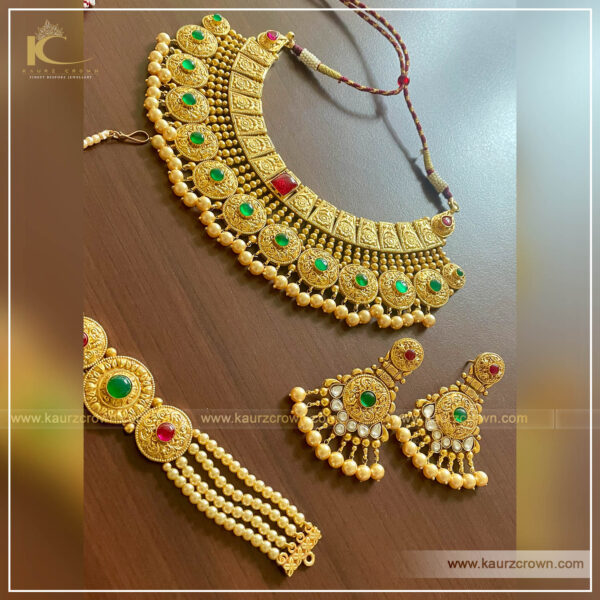 Morni but necklace set , kaurz crown , punjabi jewellery , gold plated , necklace set , morni