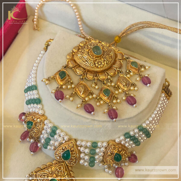 Zareena Traditional Antique Gold Plated Necklace Set , kaurz crown , punjabi jewellery , zareena , gold plated , Neckllace Set