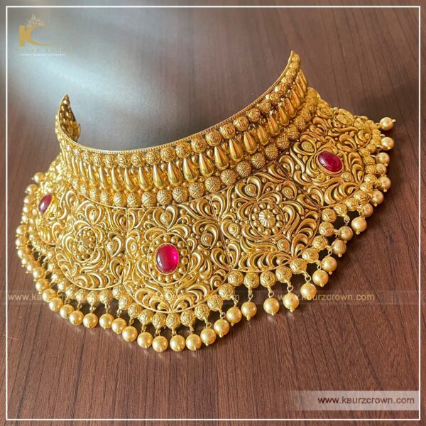 Balori Traditional Antique Gold Plated Choker Set , kaurz crown , punjabi jewellery , gold plated , kaurz crown , online jewellery store