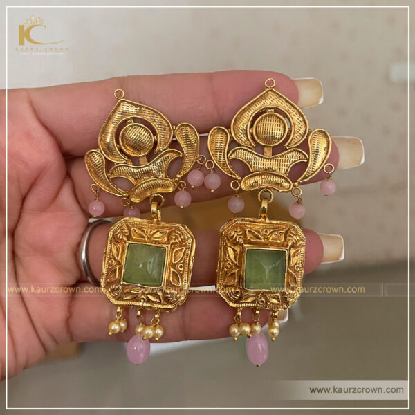 Gulabo Traditional Antique Gold Plated Earrings , gold plated , kaurz crown , online jewellery store , jewellery shop , gold earrings