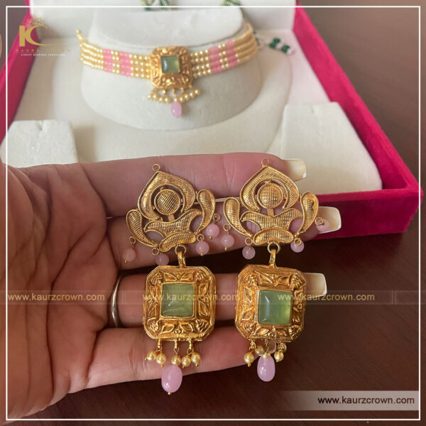 Gulabo Traditional Antique Gold Plated Earrings , gold plated , kaurz crown , online jewellery store , jewellery shop , gold earrings