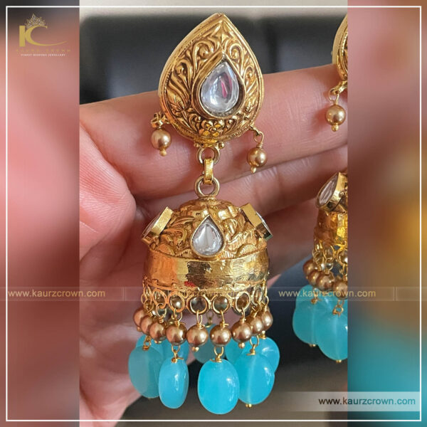 Nazakat Traditional Antique Gold Plated Earrings , Kaurz crown , punjabi jewellery , gold plated , earrings , nazakat , online jewellery store