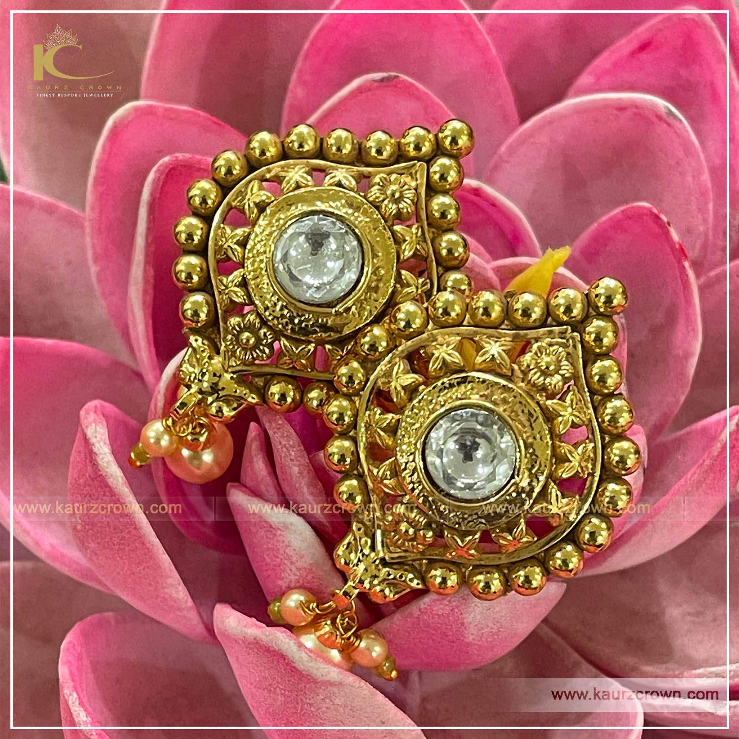 Niharika Gold Plated Earrings , kaurz crown , punjabi jewwellery , online jewellery store