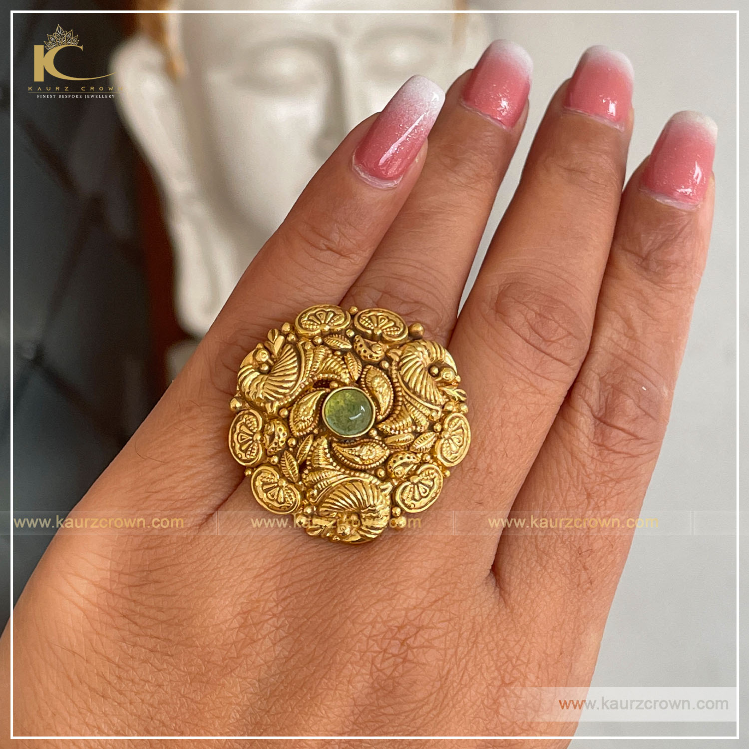 Temple Design Kemp Stone Finger Ring - Navam Collections