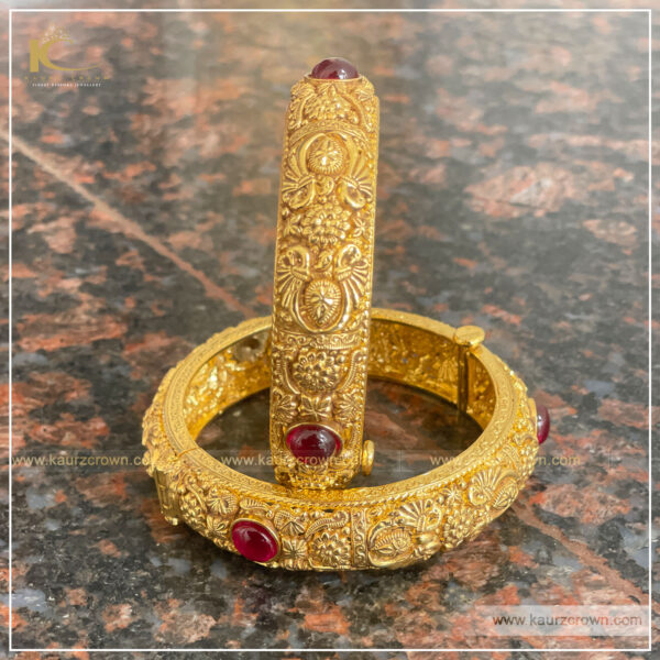 Raabia Traditional Antique Gold Plated Bangles , kaurz crown , punjabi jewellery , online jewellery store