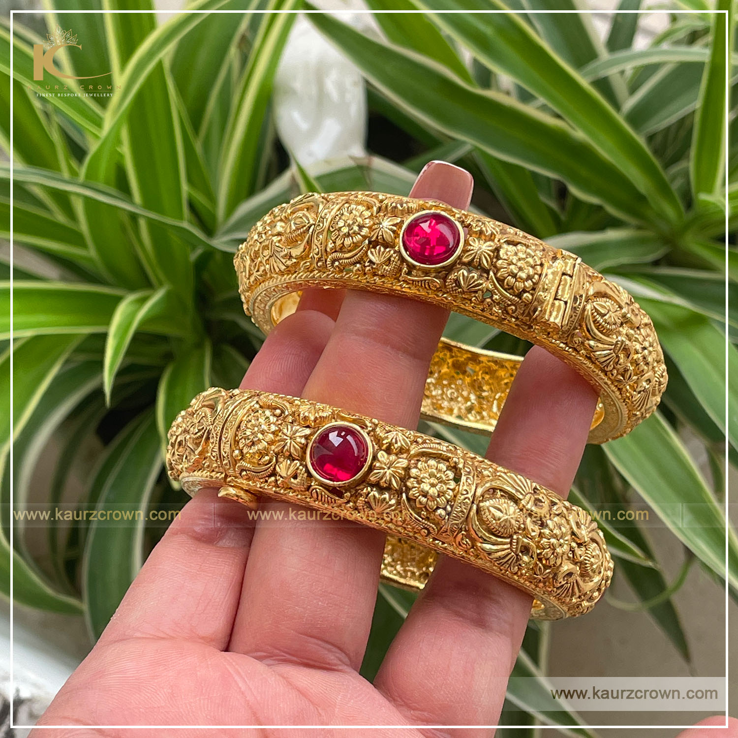 Raabia Traditional Antique Gold Plated Bangles , kaurz crown , punjabi jewellery , online jewellery store