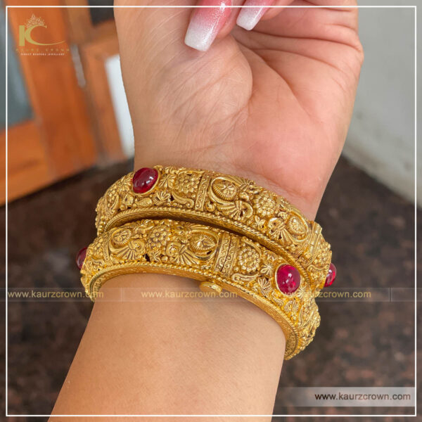 Raabia Traditional Antique Gold Plated Bangles , kaurz crown , punjabi jewellery , online jewellery store