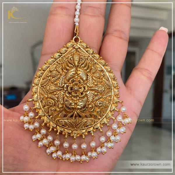 Rajeev Traditional Antique Gold Plated Tikka , kaurz crown , punjab i jewellery , online jewellery store , online jewellery