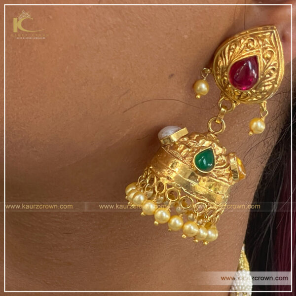 Samreet Navratan Traditional Antique Gold Plated Earrings , Gold plated , online jewellery Store , choker set , gold jewellery