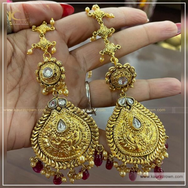 Gazal Traditional Antique Gold Plated Earrings , kaurz crown , punjabi jewellery , gold plated , online jewellery store , gazal